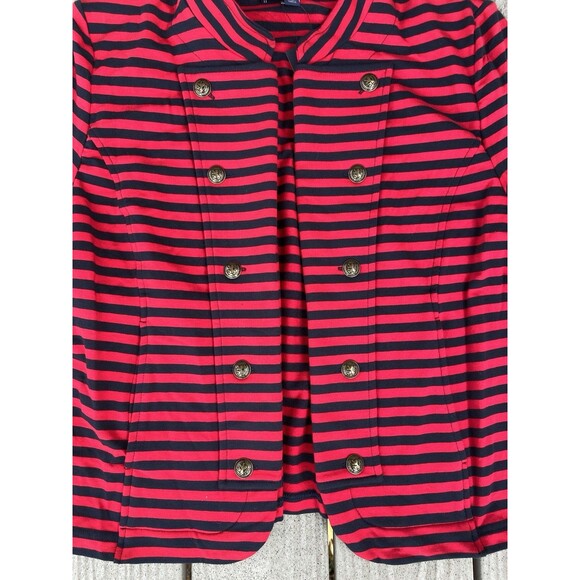 Tommy Hilfiger Striped Double Breasted Knit Blazer Red Navy Jacket Women’s XL - Picture 3 of 16